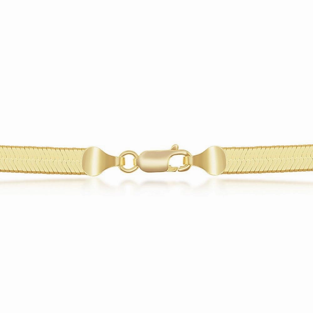 Sterling Silver 5mm Herringbone Chain - Gold Plated