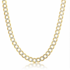 Sterling Silver 5mm Pave Cuban Chain - Gold Plated