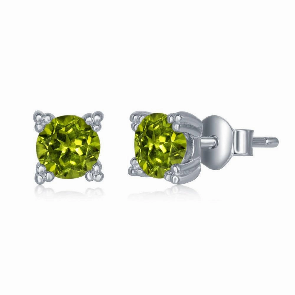 Sterling Silver 5mm Round Peridot Stud Earrings