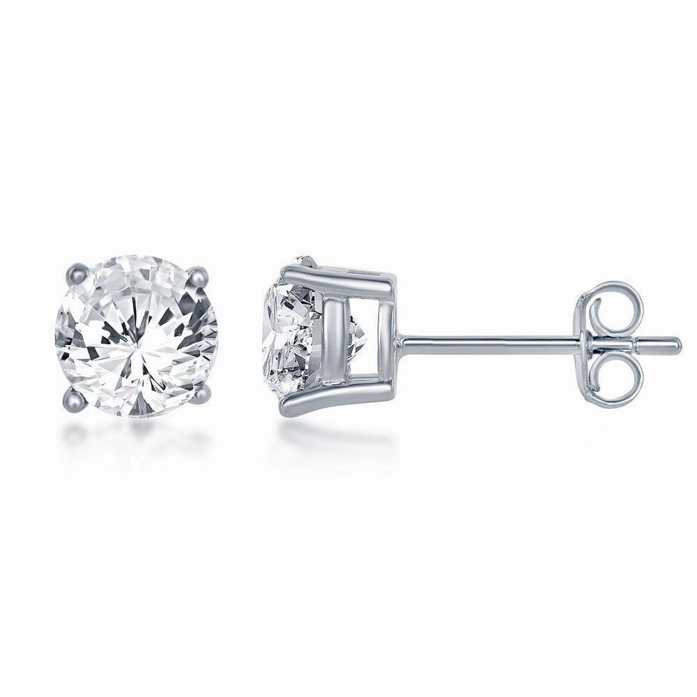 Sterling Silver 6mm Crystal Stud Earrings