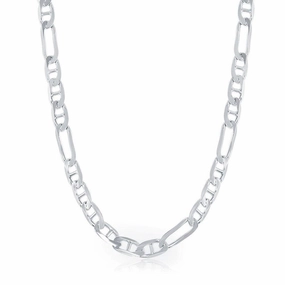 Sterling Silver 6mm Figaro Gucci Chain, 22"