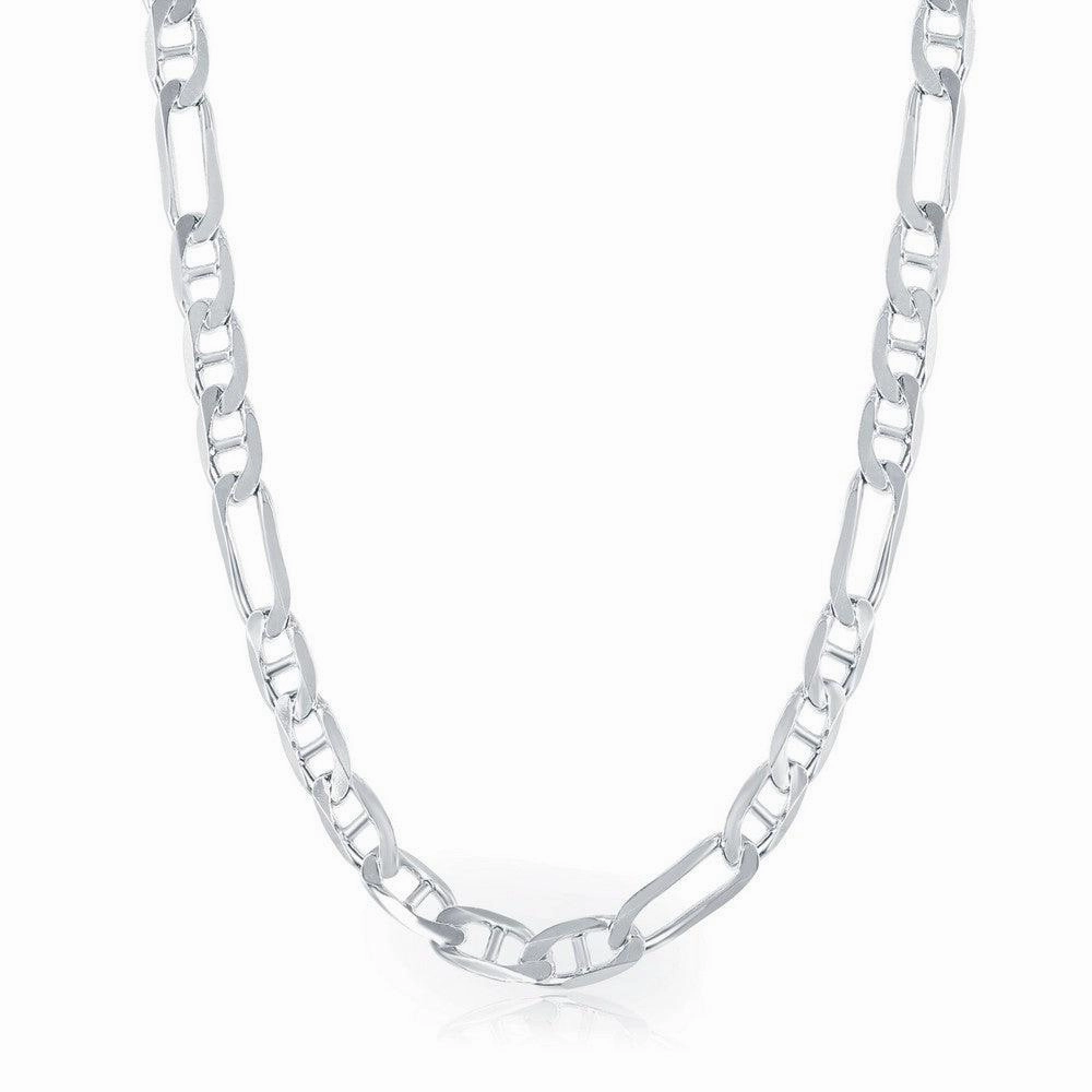 Sterling Silver 6mm Figaro Gucci Chain, 22"