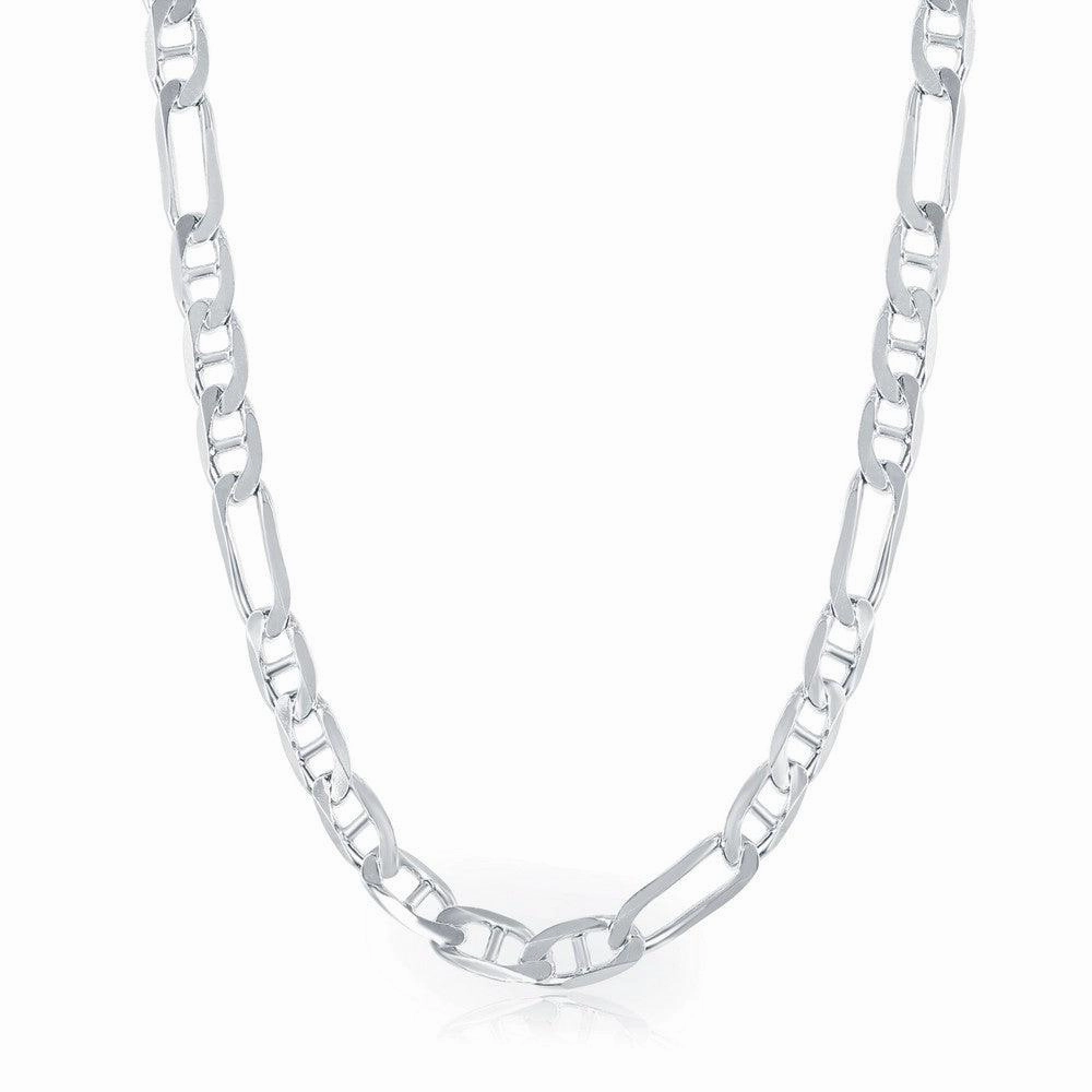 Sterling Silver 6mm Figaro Gucci Chain - Rhodium Plated