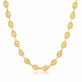 Sterling Silver 6mm Puffed Marina Chain - Gold Plated