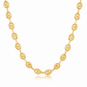 Sterling Silver 6mm Puffed Marina Chain - Gold Plated