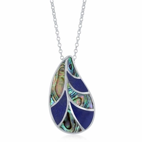 Sterling Silver Abalone and Lapis Pendant Chain