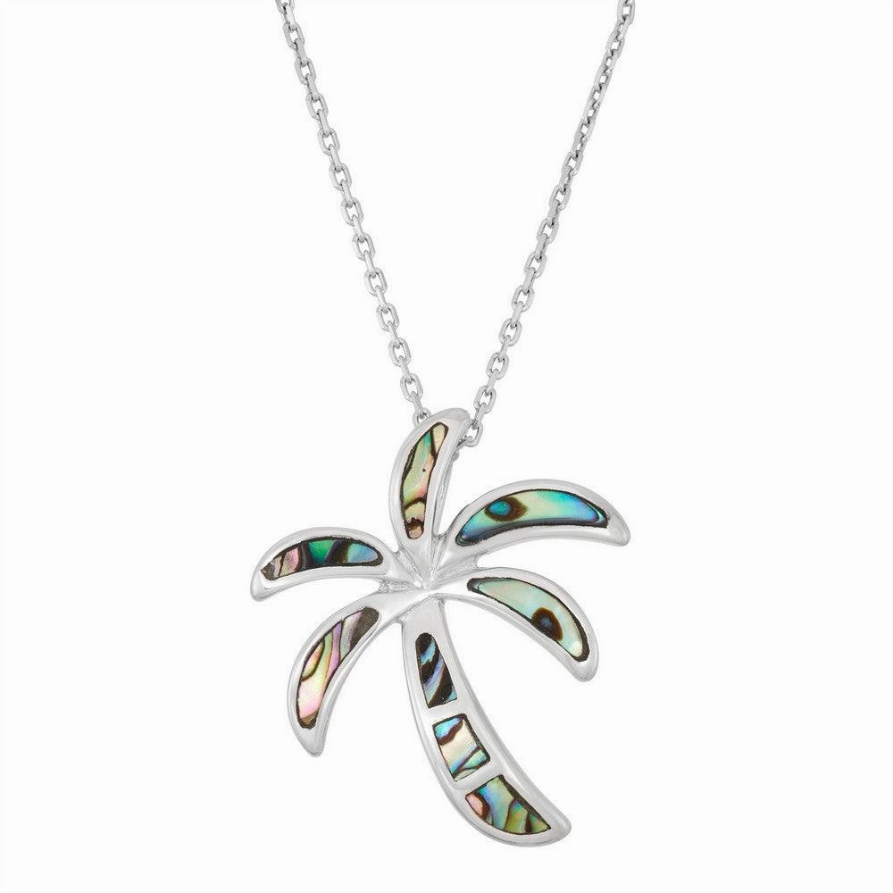 Sterling Silver Abalone Palm Tree Pendant