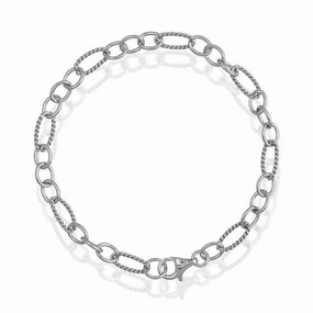 Sterling Silver  Alernating Ovals & Designed Ovals Bracelet