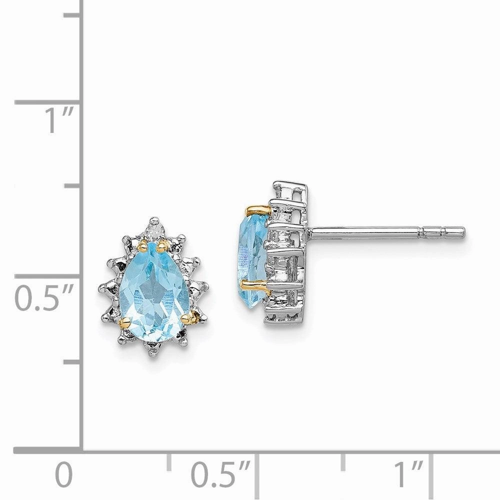 Sterling Silver & 14K Rhodium-plated Sky Blue Topaz Diamond Earrings