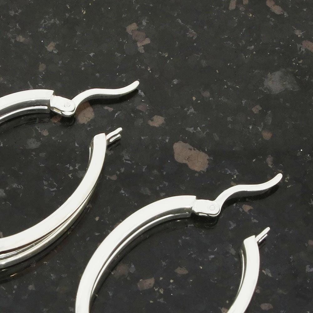 Sterling Silver and Rose Tone Hoop Ladies Earrings