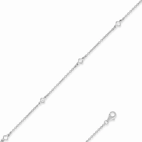 Sterling Silver Anklet with 5 Cubic Zirconia's