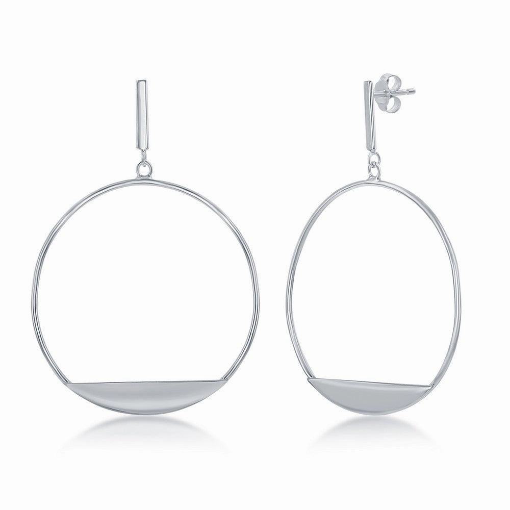 Sterling Silver Bar with Designed Hoop Earrings