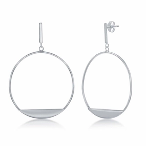 Sterling Silver Bar with Designed Hoop Earrings
