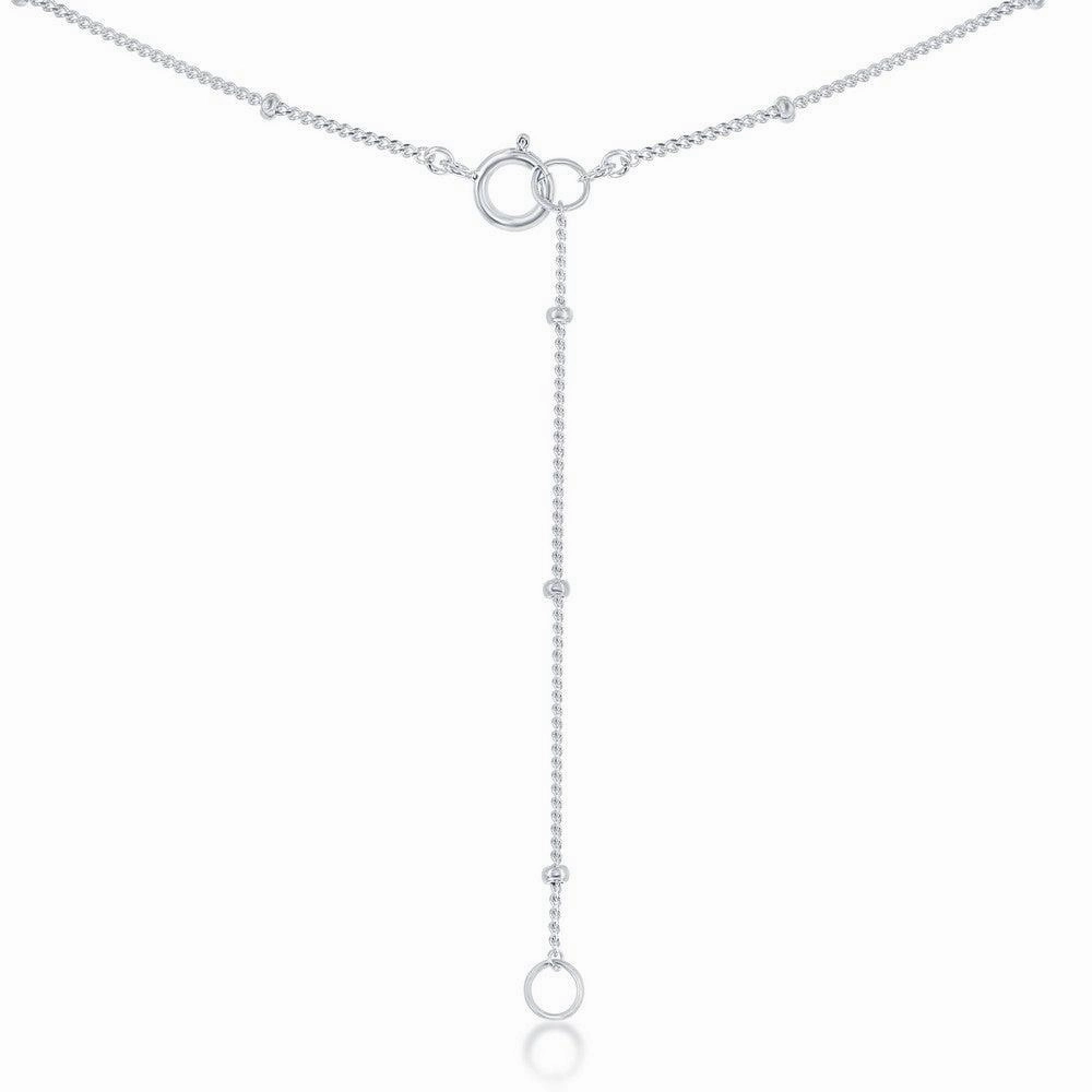 Sterling Silver Beaded Chain with Hanging Cross Necklace