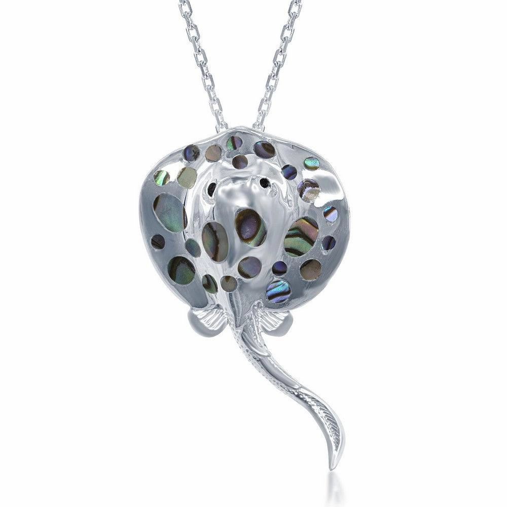 Sterling Silver Black Abalone Stingray Pendant