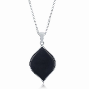 Sterling Silver Black Agate Marquise Pendant