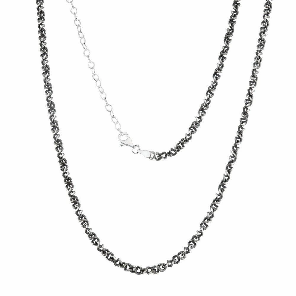 Sterling Silver Black Rhodium Infinity Chain, 7"