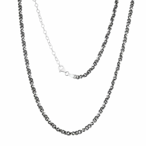 Sterling Silver Black Rhodium Infinity Chain, 7"