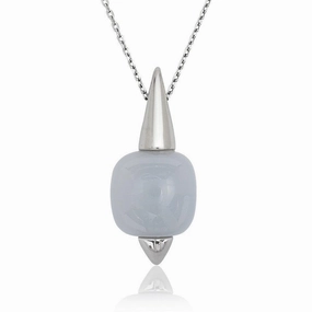 Sterling Silver Blue Chalcedony Necklace