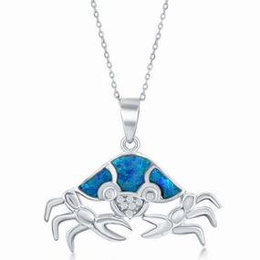 Sterling Silver Blue Inlay Opal Hermit Crab Pendant