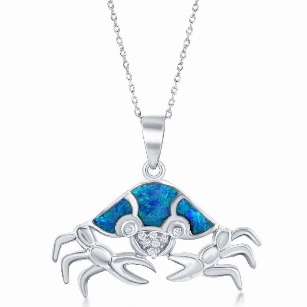 Sterling Silver Blue Inlay Opal Hermit Crab Pendant