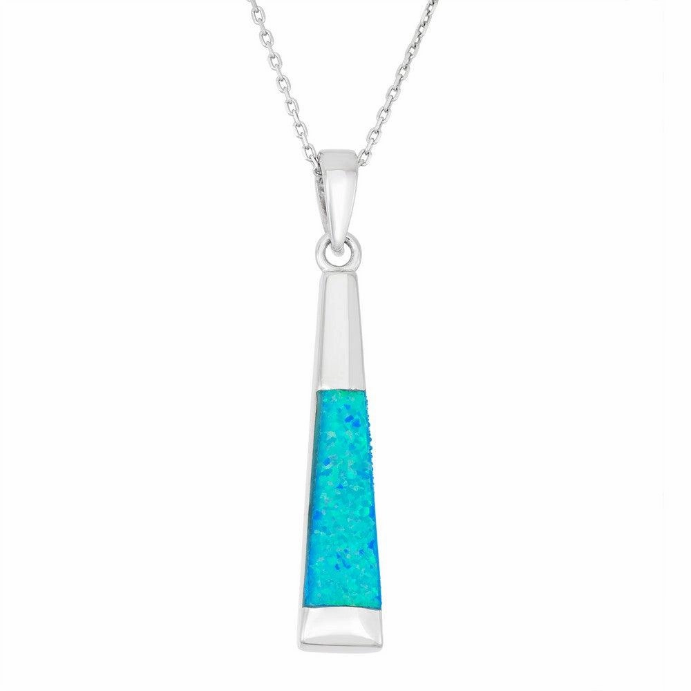 Sterling Silver Blue Inlay Opal Pendant