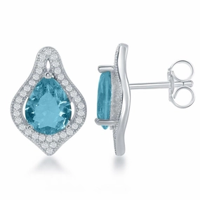 Sterling Silver Blue Topaz Large Teardrop Earrings