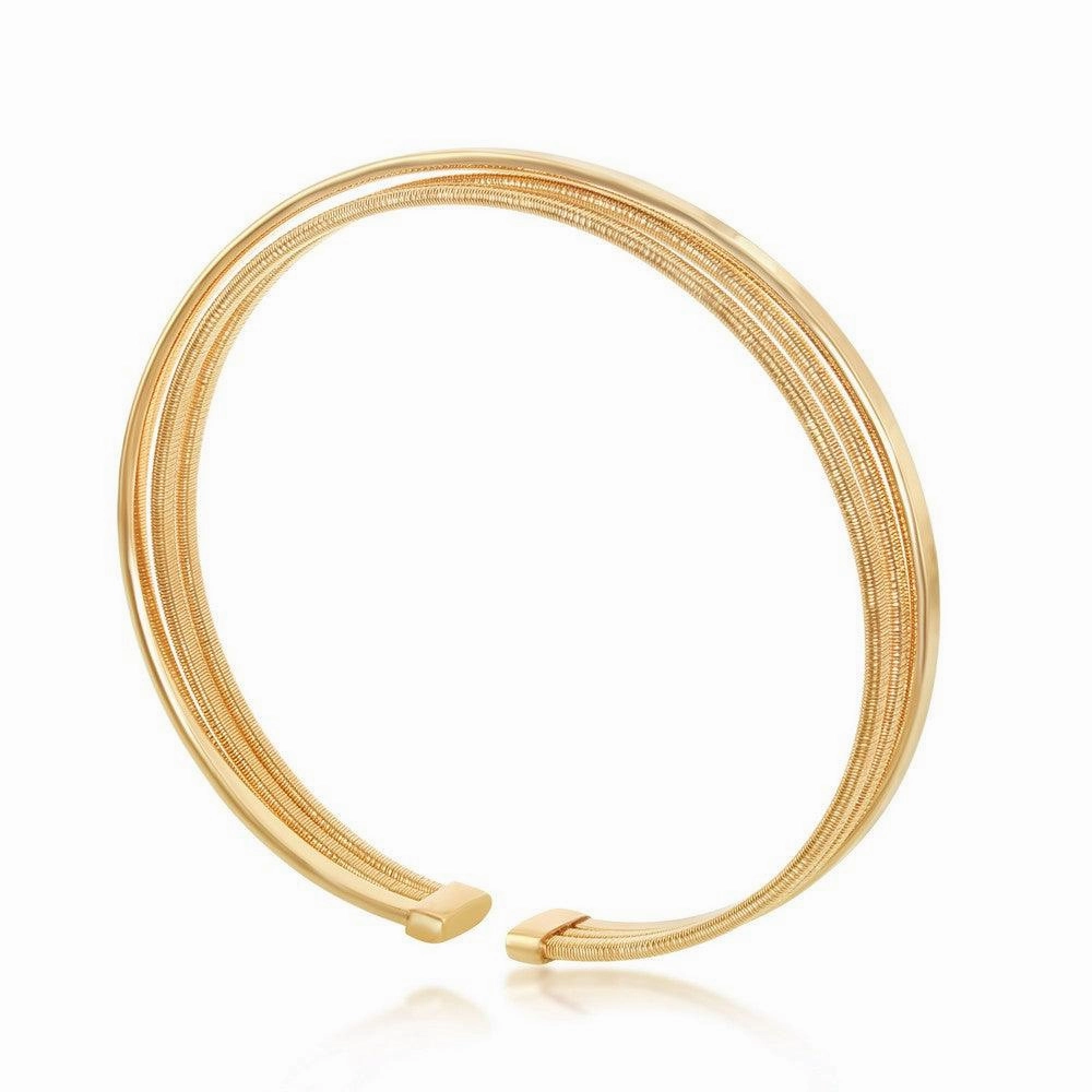 Sterling Silver Bonded with 14K GP Polished Wire Bangle
