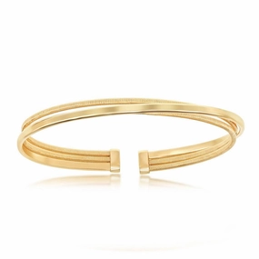 Sterling Silver Bonded with 14K GP Polished Wire Bangle