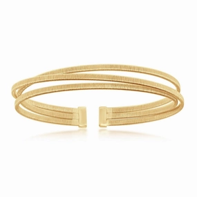 Sterling Silver Bonded with 14K GP Triple Wire Designer Bangle