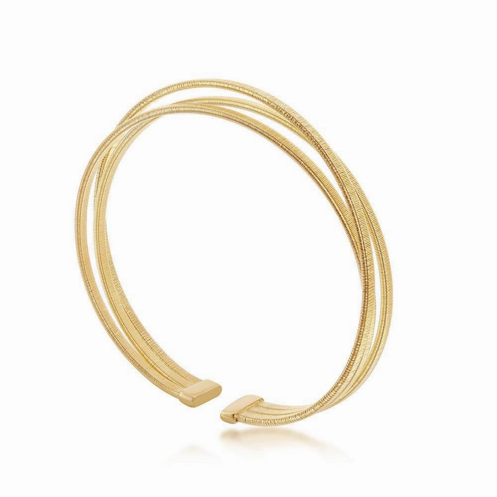 Sterling Silver Bonded with 14K GP Triple Wire Designer Bangle
