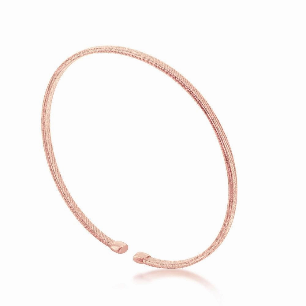Sterling Silver Bonded with 14K Rose Gold Wire Designed Bangle