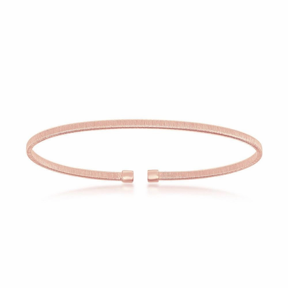 Sterling Silver Bonded with 14K Rose Gold Wire Designed Bangle