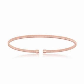 Sterling Silver Bonded with 14K Rose Gold Wire Designed Bangle