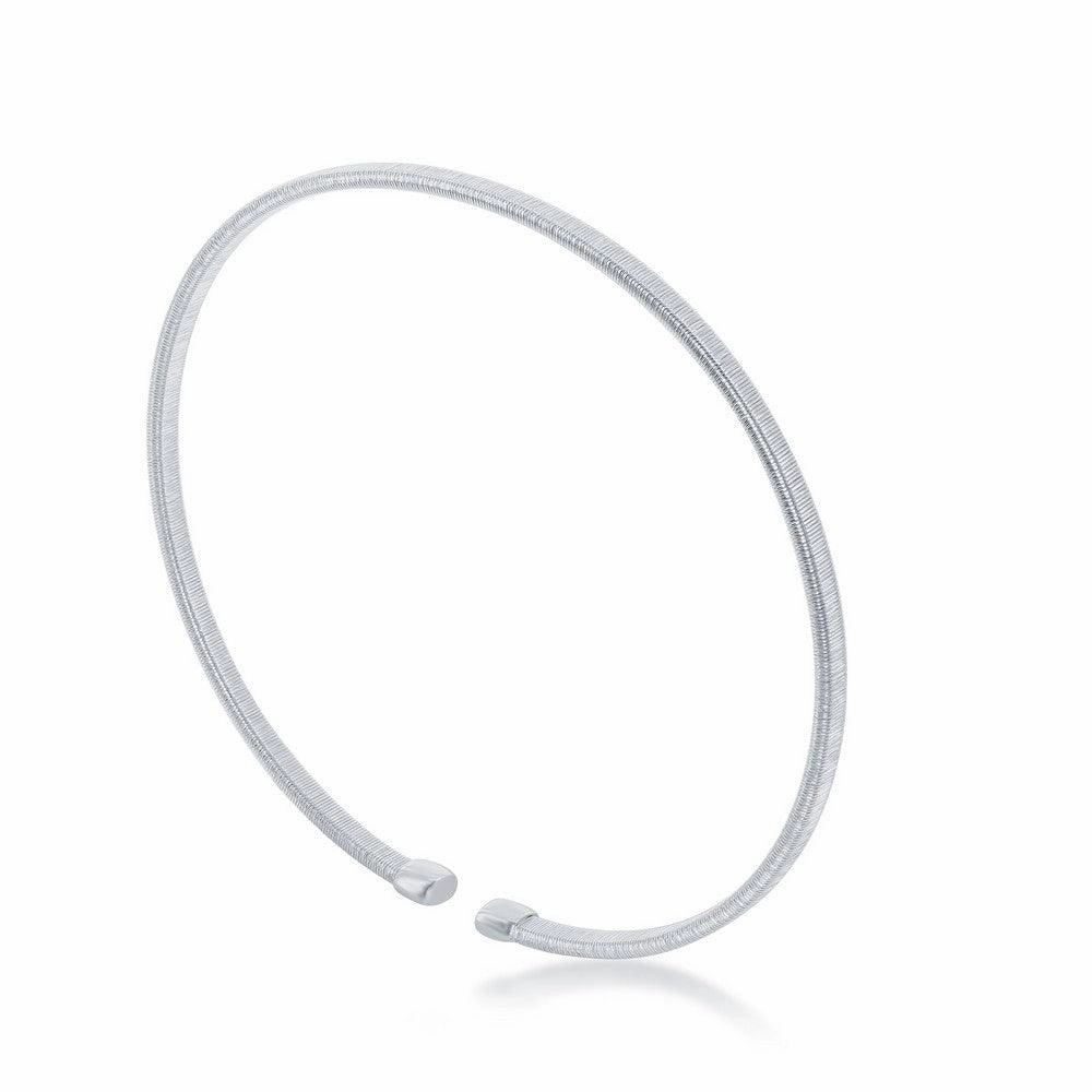 Sterling Silver Bonded with Platinum Wire Designed Bangle