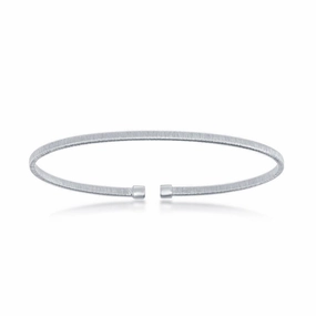 Sterling Silver Bonded with Platinum Wire Designed Bangle