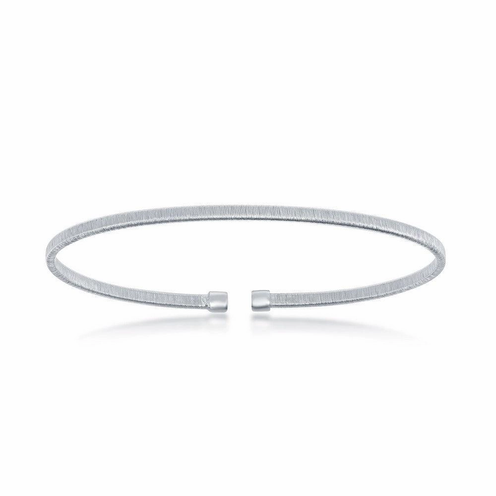 Sterling Silver Bonded with Platinum Wire Designed Bangle