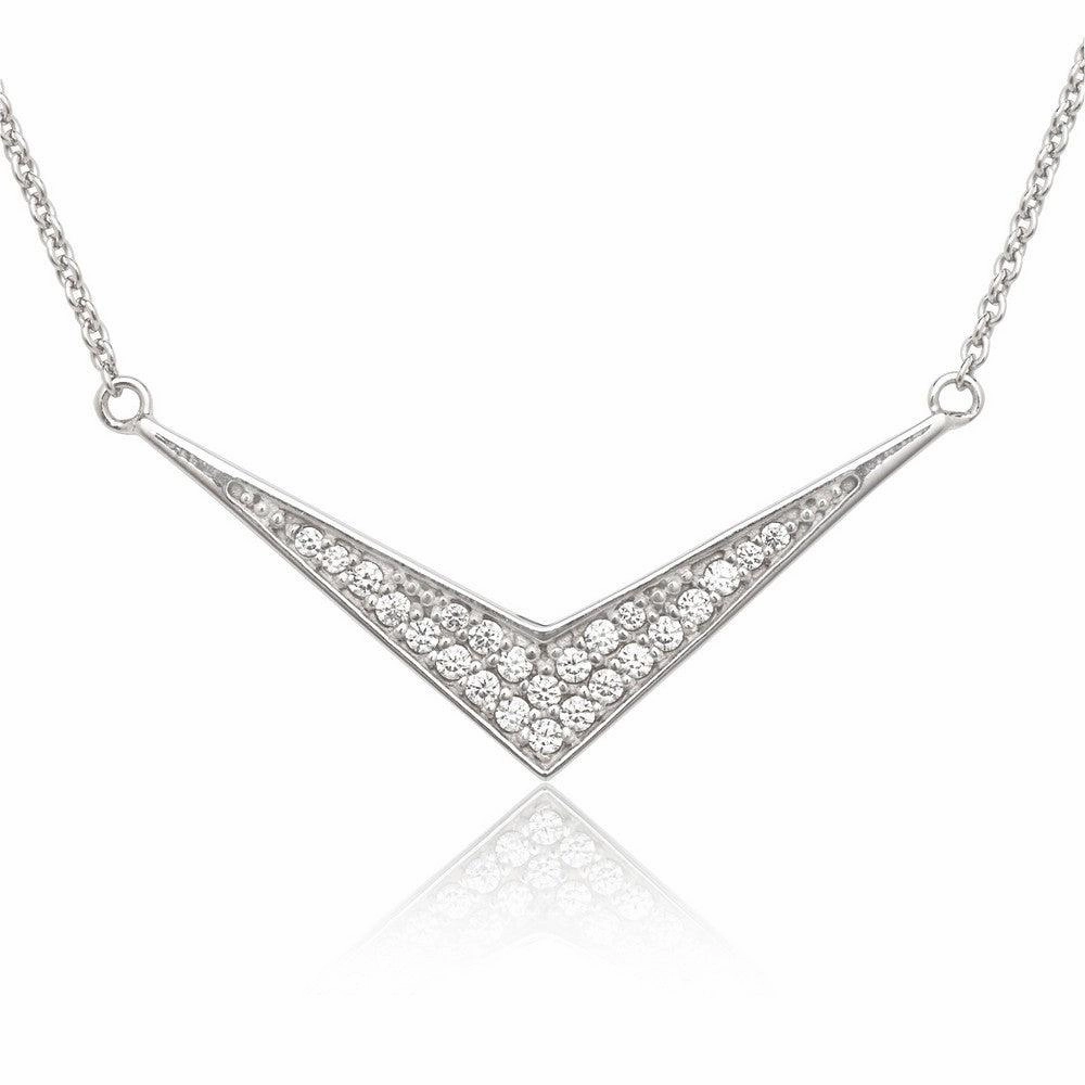 Sterling Silver Boomerang Cubic Zirconia Necklace