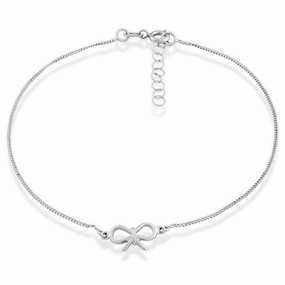Sterling Silver Bow Anklet Bracelet