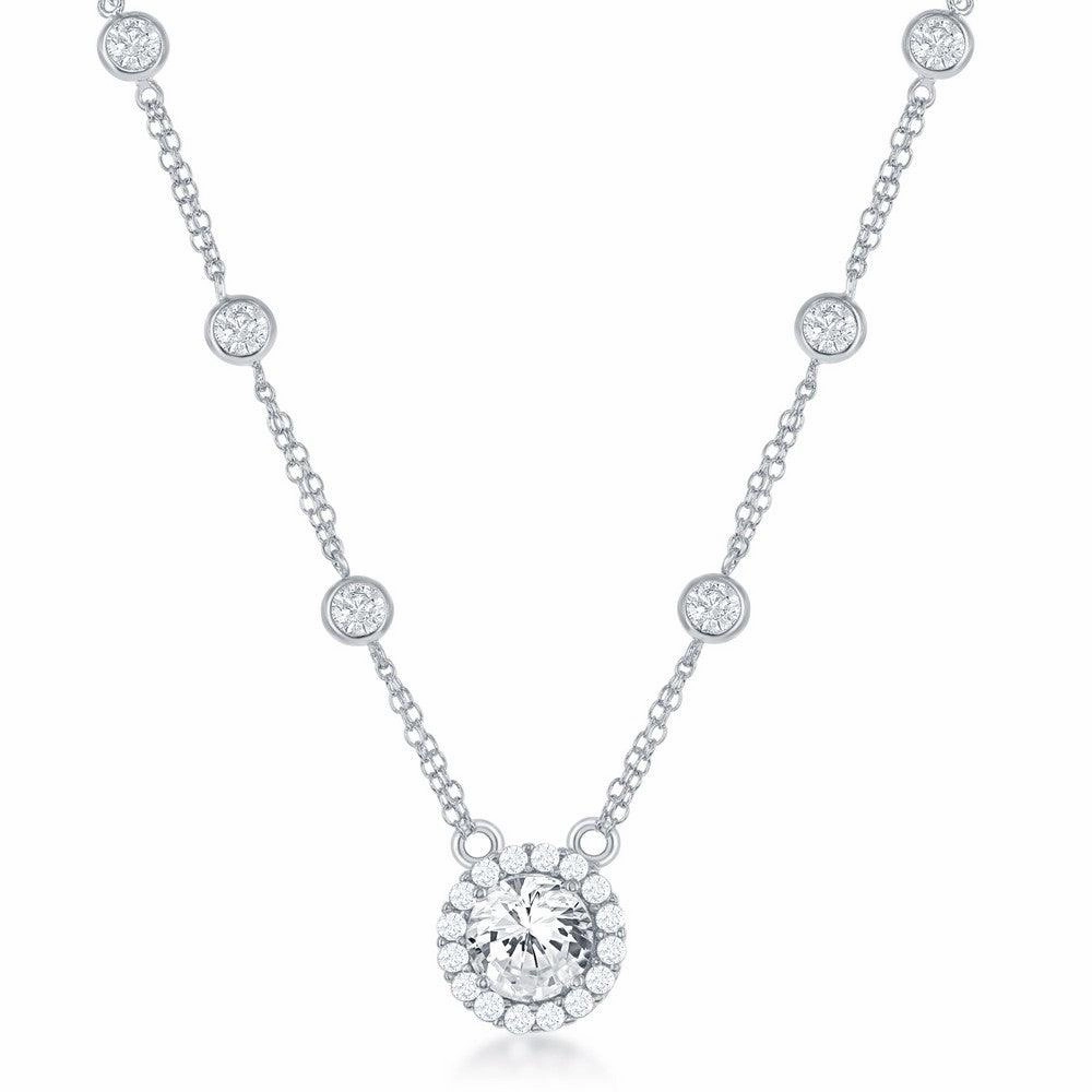 Sterling Silver By The Yard with Round CZ Necklace