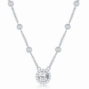 Sterling Silver By The Yard with Round CZ Necklace