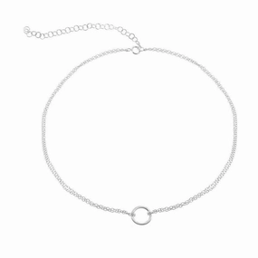 Sterling Silver Center Open Circle Choker
