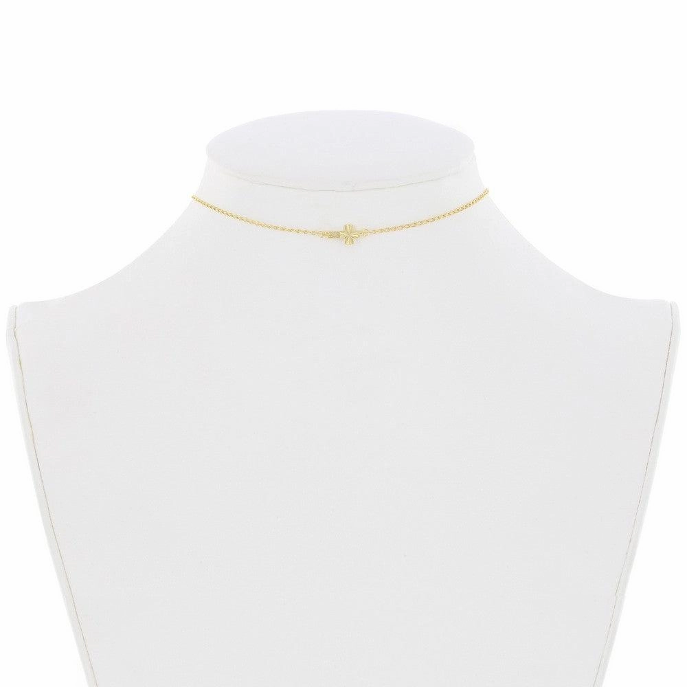 Sterling Silver Center Small Sideways Cross Choker - Gold Plated