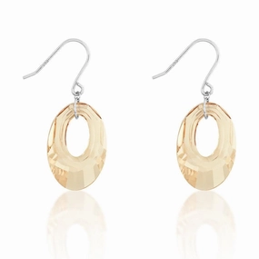 Sterling Silver Champagne Oval Crystal Earrings