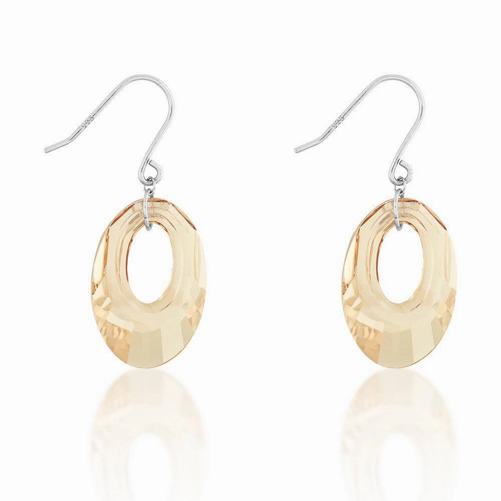 Sterling Silver Champagne Oval Crystal Earrings