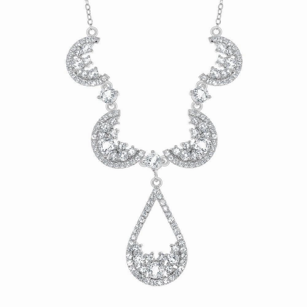 Sterling Silver Crescent Shape Teardrop Necklace