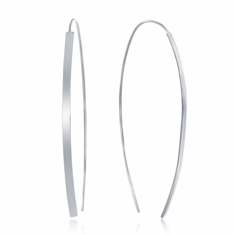 Sterling Silver Curved Thin Bar Threader Earrings