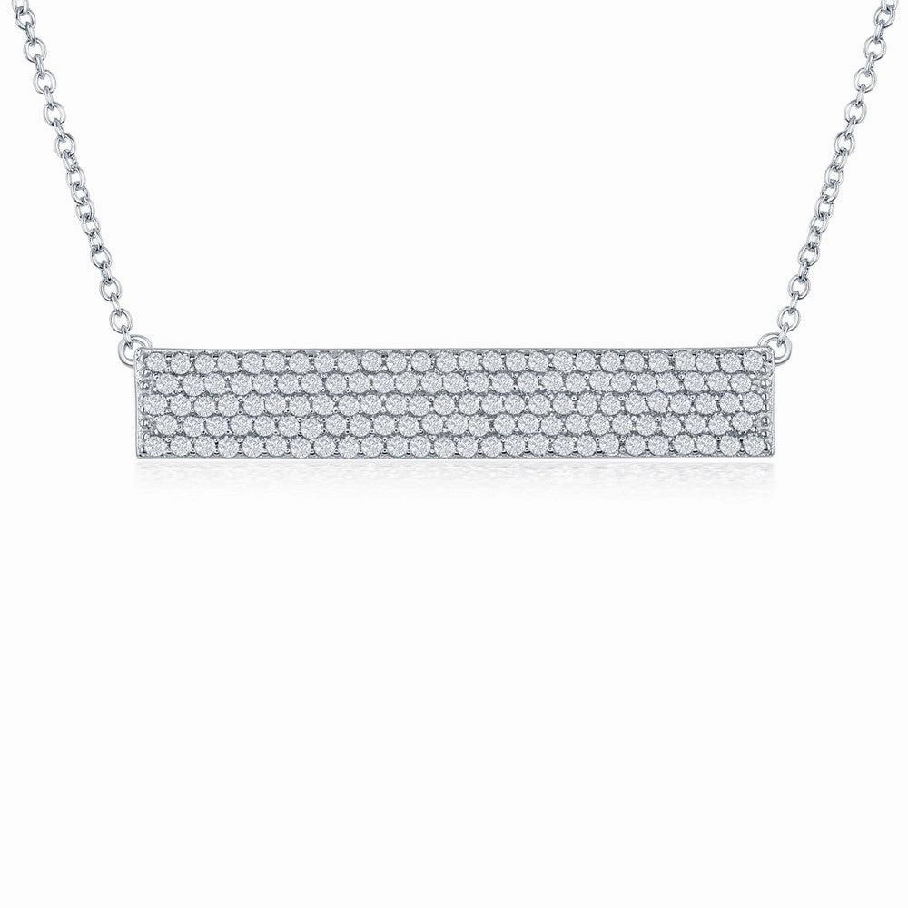 Sterling Silver CZ Bar Necklace