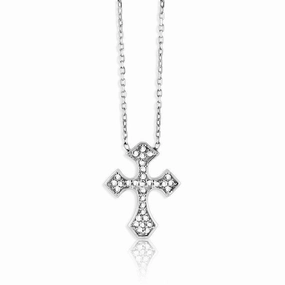 Sterling Silver CZ Cross Design Necklace