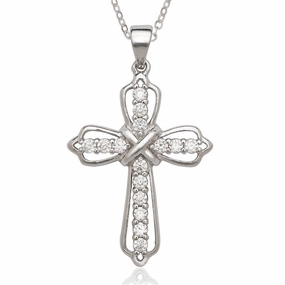 Sterling Silver CZ Cross Pendant